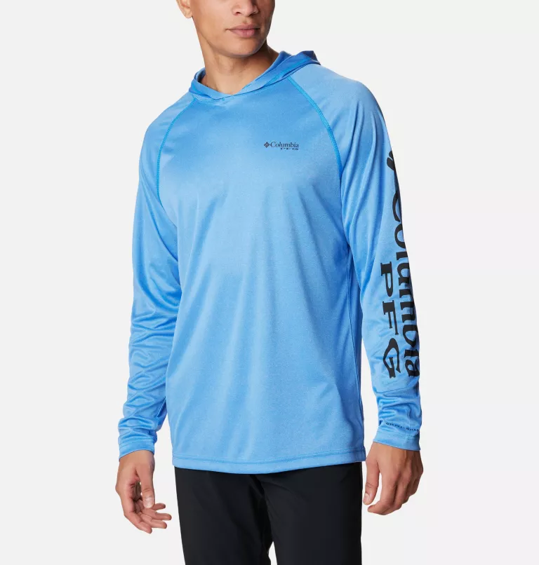 Men's PFG Terminal Tackle™ Heather Hoodie Hyper Blue Heather,Black Logo