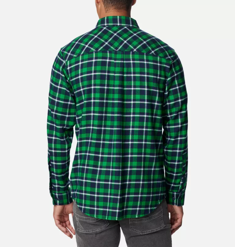 Men's Collegiate Flare Gun™ Flannel Long Sleeve Shirt - Notre Dame ND - Fuse Green Plaid