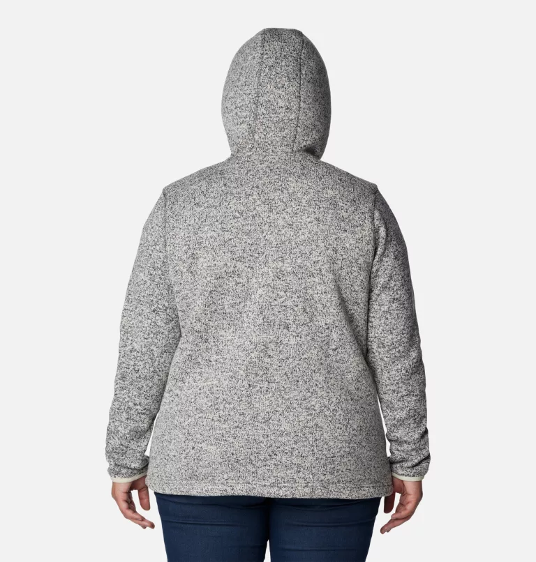 Women's Sweater Weather™ Sherpa Full Zip Hooded Jacket - Plus Size Chalk Heather