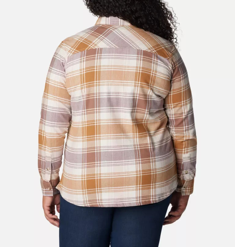 Women's Calico Basin™ Flannel Long Sleeve Shirt - Plus Size Dusty Pink Dimensional Buffalo