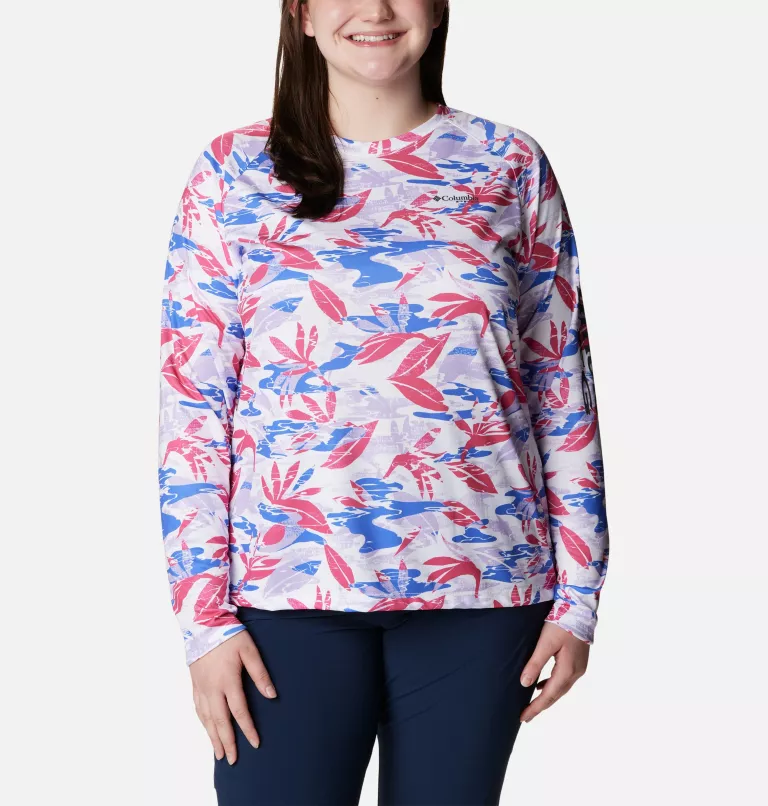 Women’s PFG Super Tidal Tee™ II Long Sleeve Shirt - Plus Size Ultra Pink Shorebreak