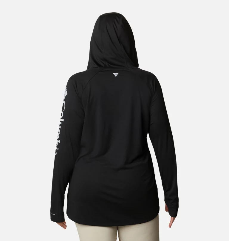 Women’s PFG Tidal Tee™ Hoodie - Plus Size Black,Cirrus Grey Logo