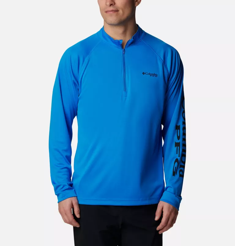 Men’s PFG Terminal Tackle™ 1/4 Zip Pullover Hyper Blue,Black Logo