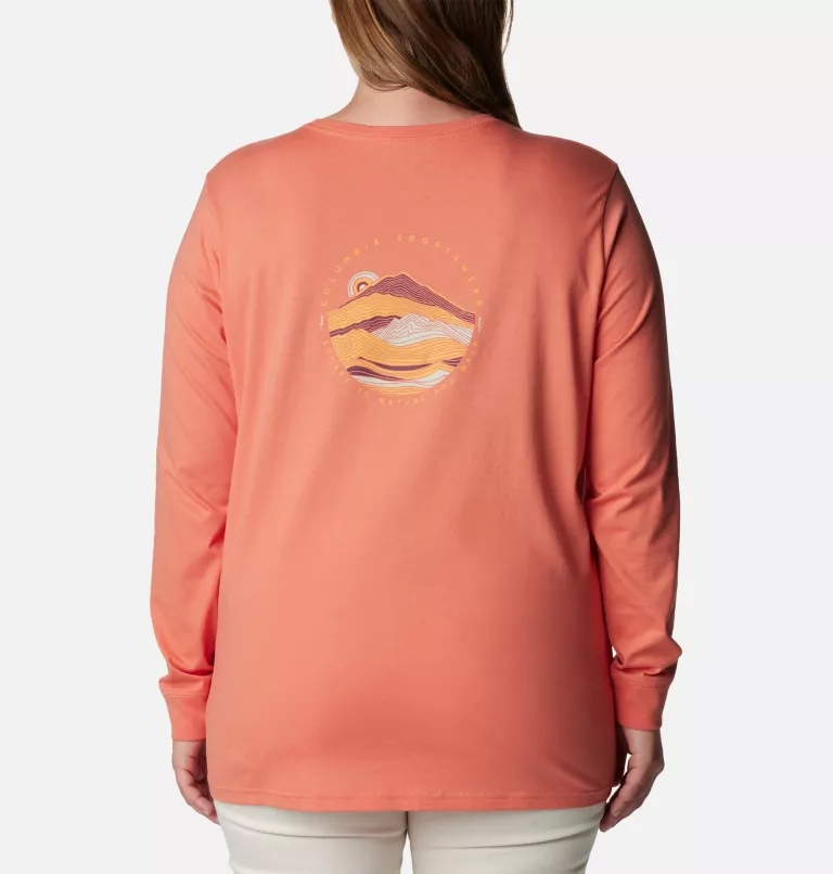 Women's North Cascades™ Back Graphic Long Sleeve T-Shirt - Plus Size White,Escape to Nature