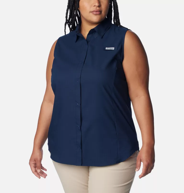 Women's PFG Tamiami™ Sleeveless Shirt - Plus Size Collegiate Navy