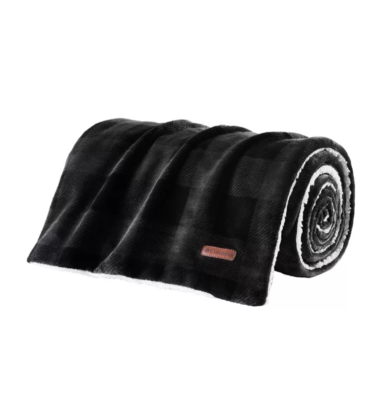Reversible Sherpa Plush Throw Black Check