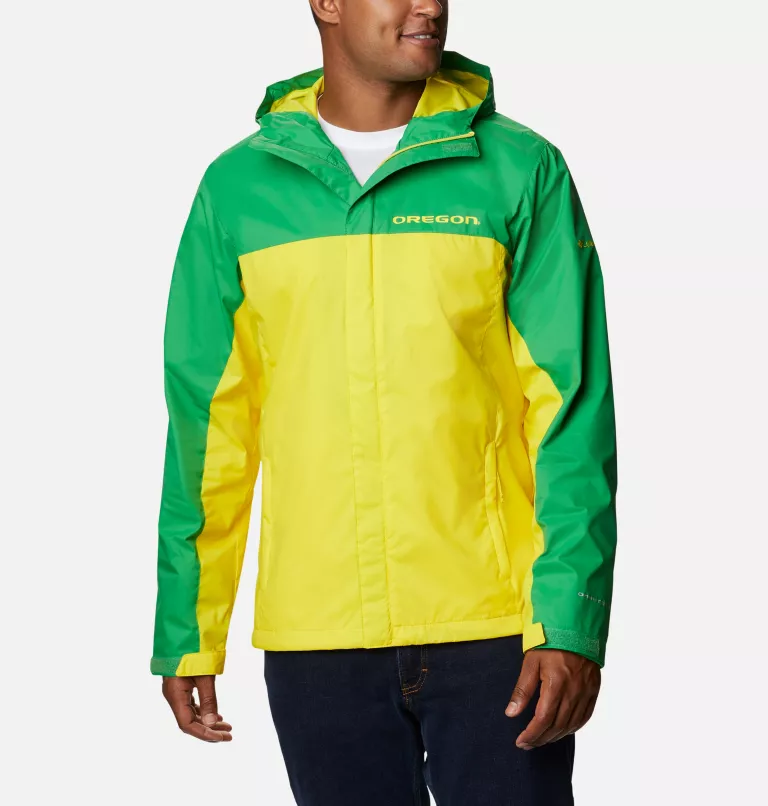 Men's Collegiate Glennaker Storm™ Rain Jacket - Oregon UO - Fuse Green,Yellow Glo