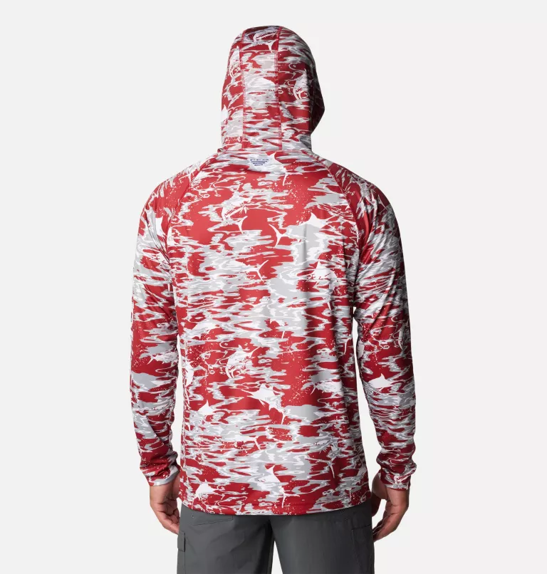Men's Collegiate PFG Super Terminal Tackle™ Hoodie - Alabama ALA - Red Velvet Rippled Print