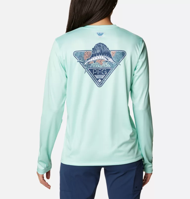 Women's PFG Tidal Tee™ Tri-Sail Long Sleeve Shirt Mint Cay