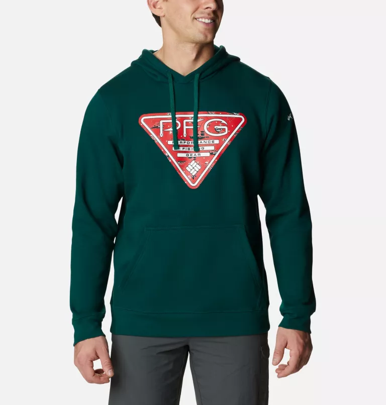 Men's PFG™ Hooks Fill Hoodie Dark Ivy,Red Spark Reel Joy