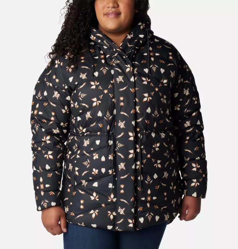 Women's Icy Heights™ II Down Novelty Jacket - Plus Size Black Cyanofrond Print
