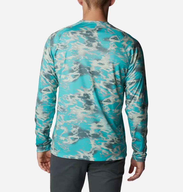 Men's Summerdry™ Printed Long Sleeve Shirt Bright Aqua Natureal Waves
