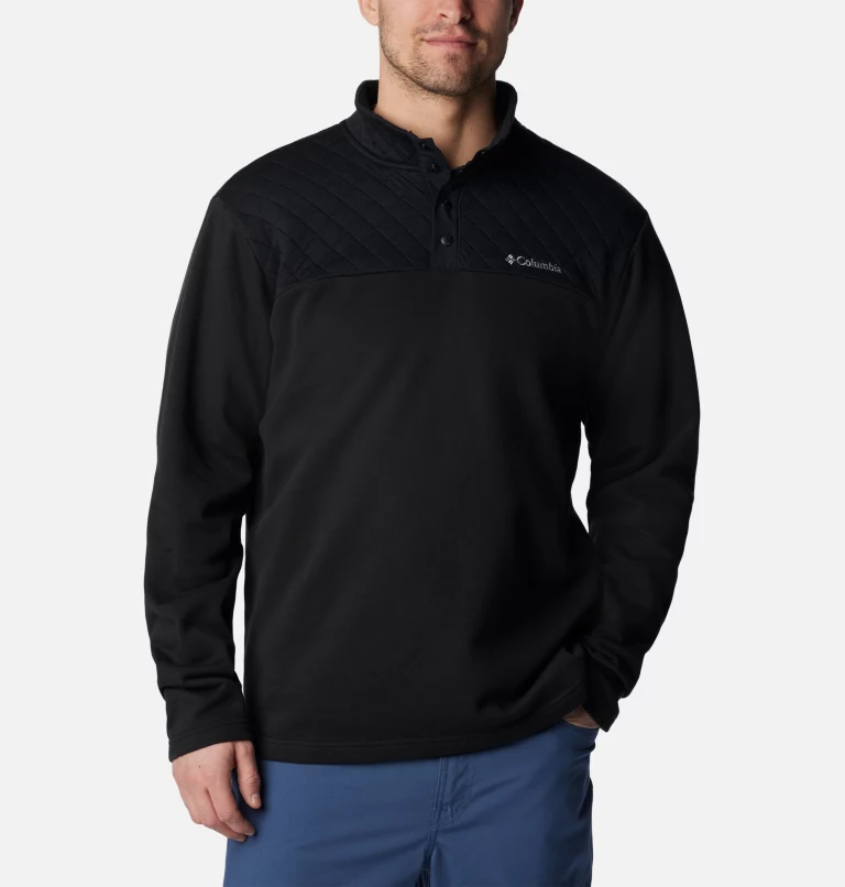 Men's Hart Mountain™ Quilted Half Snap Pullover - Tall Black