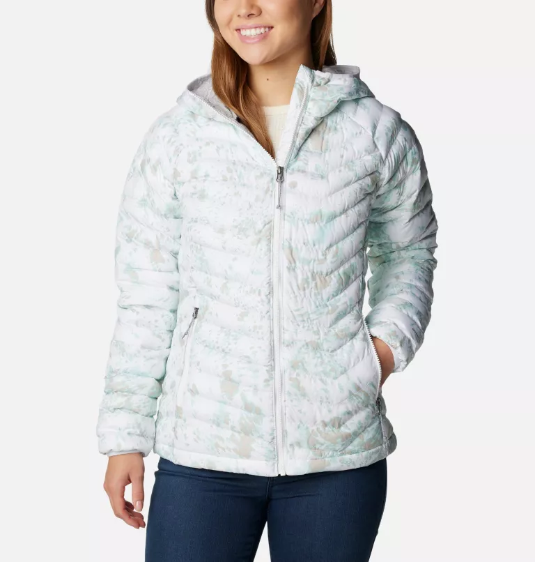 Women's Powder Lite™ Hooded Jacket White Flurries Print