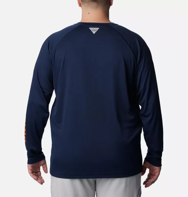 Men's Collegiate PFG Terminal Tackle™ Long Sleeve Shirt - Big - Auburn AUB - Collegiate Navy,Spark Orange