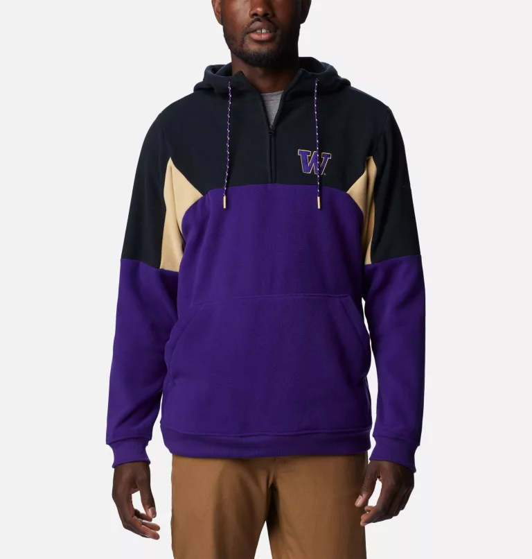 Men's Collegiate Columbia Lodge™ Fleece Hoodie - Washington UW - UW Purple,Black,Sierra Tan