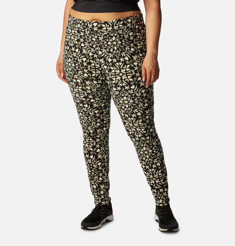 Women's Glacial™ Fleece Printed Leggings - Plus Size Black Polarize