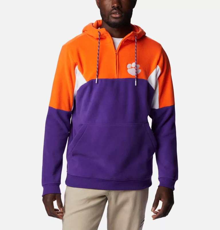 Men's Collegiate Columbia Lodge™ Fleece Hoodie - Clemson CLE - Vivid Purple,Spark Orange,White