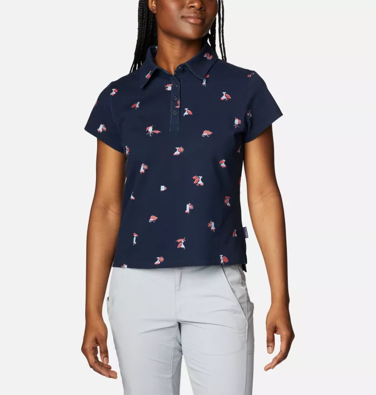 Women's PFG Super Sun Drifter™ Short Sleeve Polo Shirt Gullfoss Green Keys Please