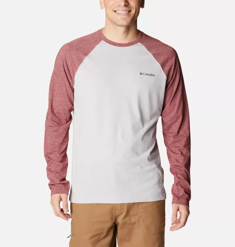 Men's Thistletown Hills™ Raglan Shirt - Tall Colm Grey Heather,Red Jasper Heather