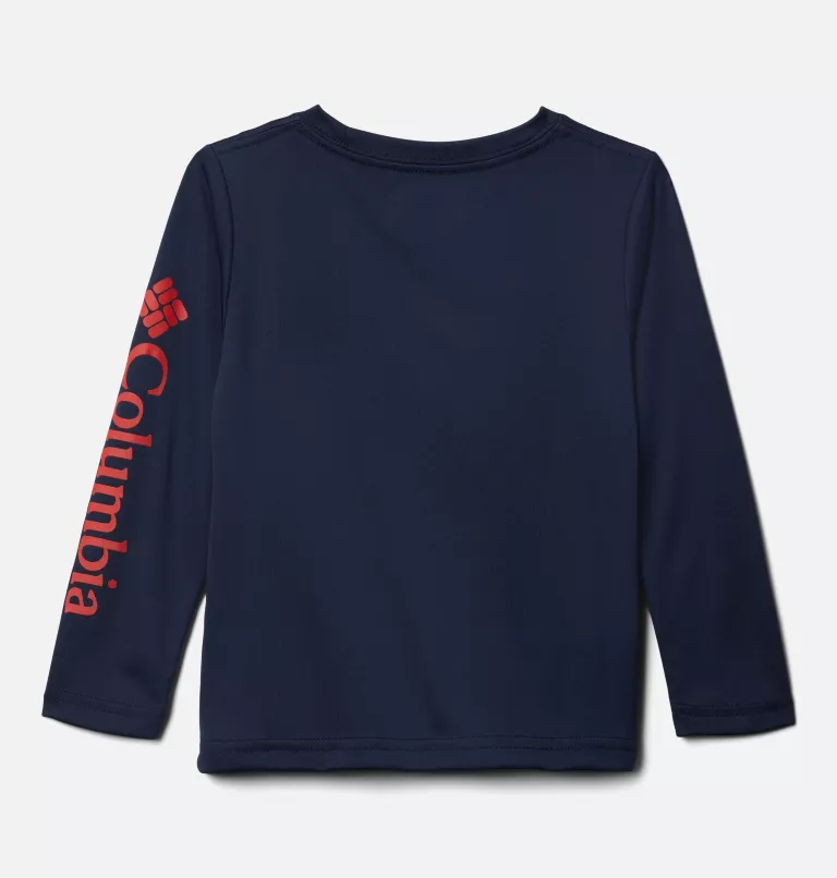 Boys’ Toddler PFG Terminal Tackle™ Long Sleeve Shirt Collegiate Navy,Red Spark Logo