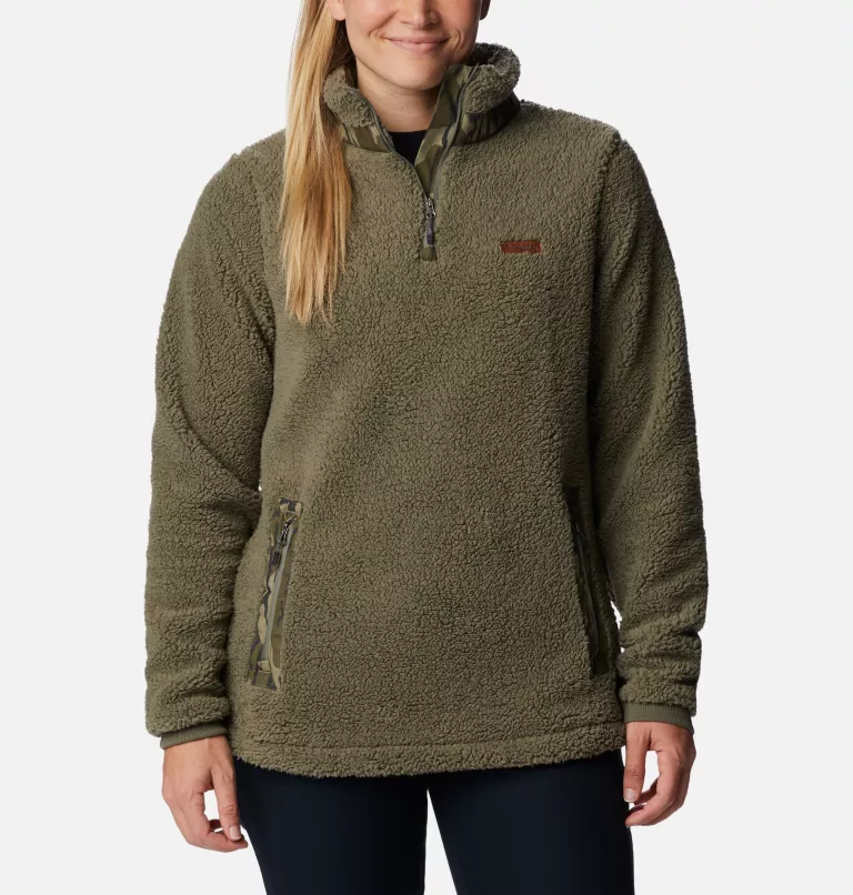 Women's PHG Tough Shot™ Fleece Pullover Stone Green,Mossy Oak Bottomland