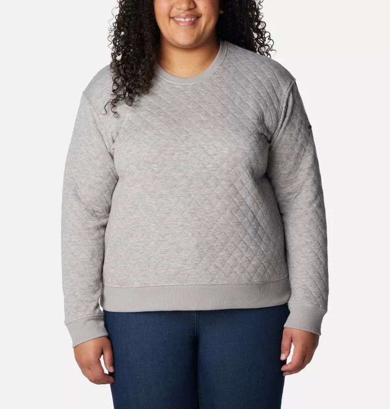 Women's Columbia Lodge™ Quilted Crew Sweatshirt - Plus Size Light Grey Heather