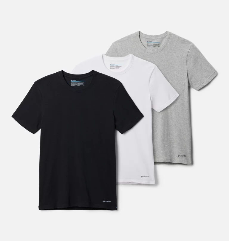 3pk Cotton Stretch Crew Tee Blk/Gry/Wht