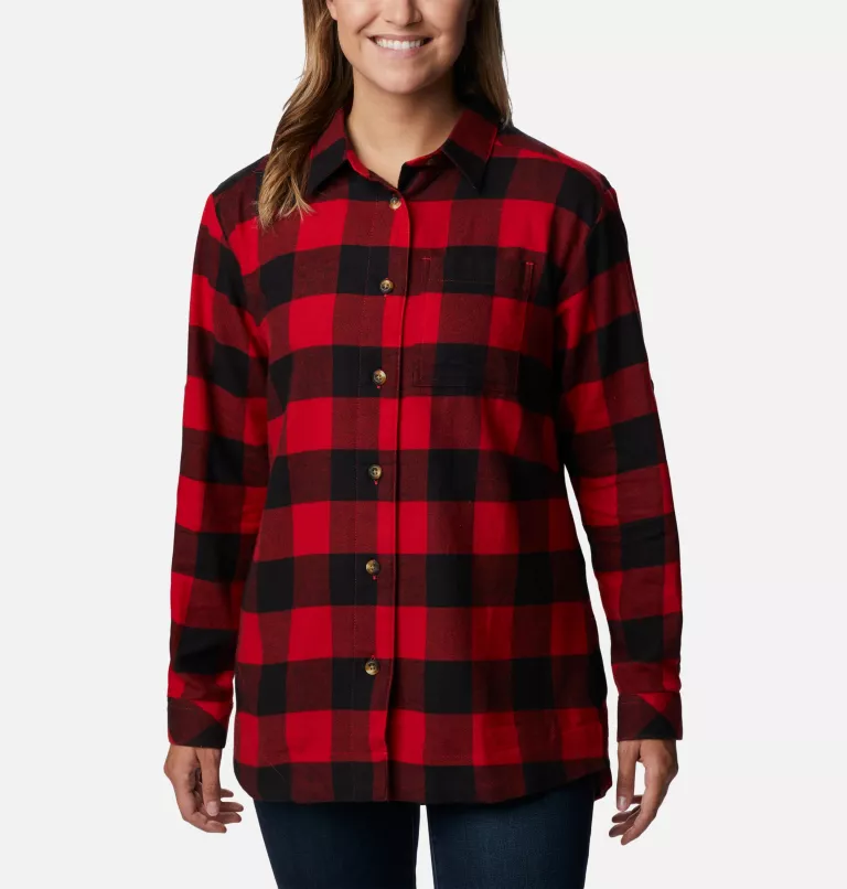 Women's Holly Hideaway™ Flannel Shirt Red Lily Buffalo Check