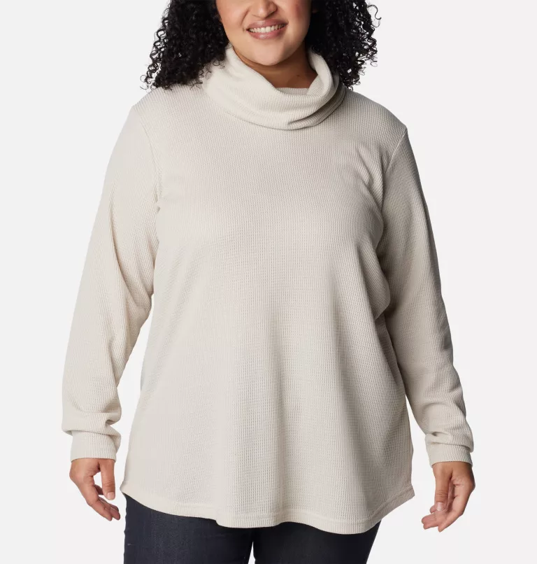 Women's Holly Hideaway™ Waffle Cowl Neck Pullover - Plus Size Dark Stone