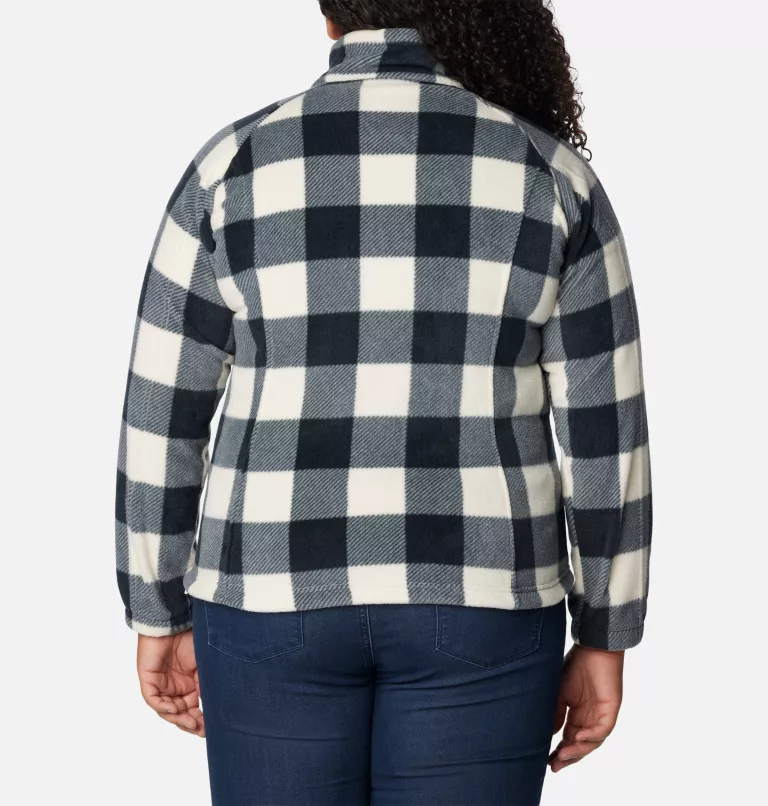 Women's Benton Springs™ Printed Full Zip Fleece Jacket - Plus Size Chalk Check Print