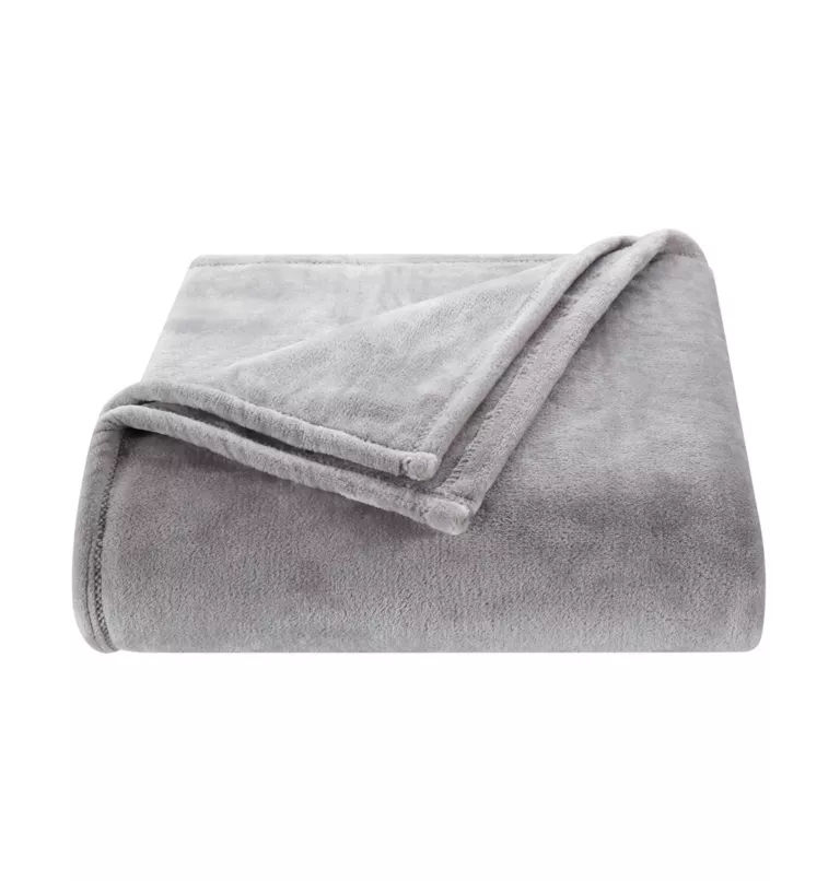 Plush Footed Throw Blanket Columbia Grey