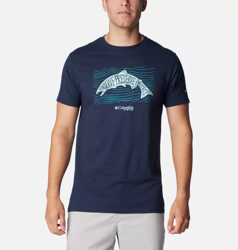Men's PFG Upstream Graphic T-Shirt Columbia Navy
