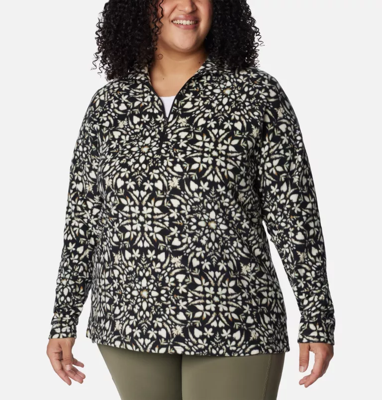 Women’s Glacial™ IV Print Half Zip Pullover - Plus Size Black Polarize