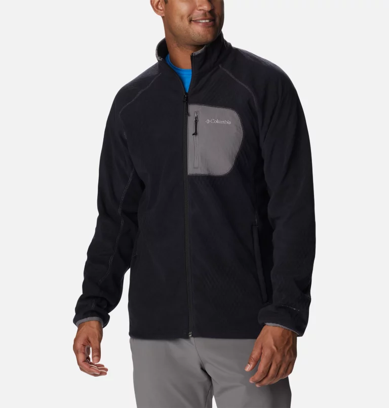 Men's Outdoor Tracks™ Full Zip Fleece Jacket Black,City Grey