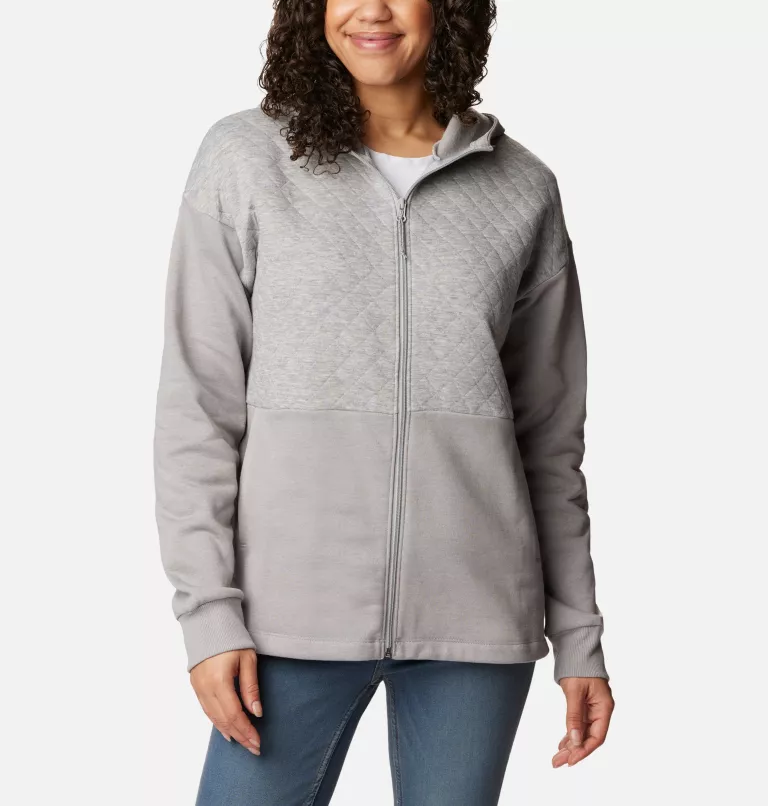 Women's Hart Mountain™ Quilted Hooded Full Zip Light Grey Heather