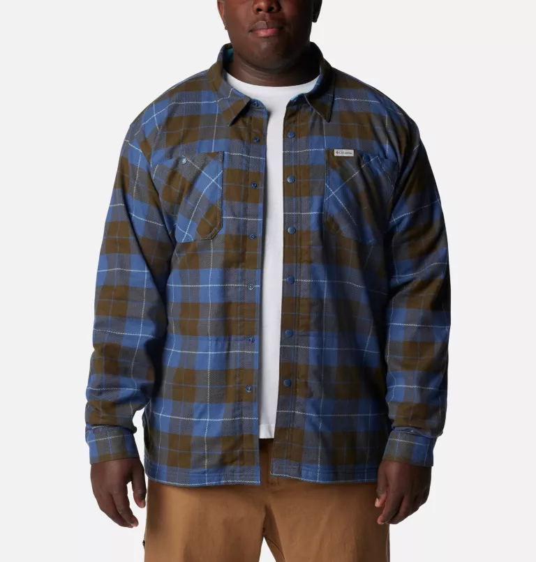 Men's Cornell Woods™ Fleece Lined Shirt Jacket - Big City Grey,Blue Stone Woodsman Tartan