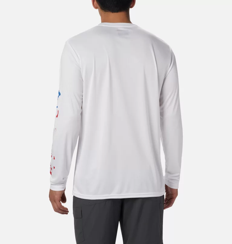 Men's Terminal Tackle™ PFG Logo Print Long Sleeve Shirt White,Stars and Stripes