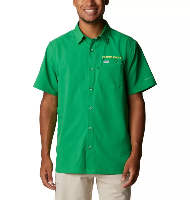 Men's Collegiate PFG Slack Tide™ Camp Shirt - Oregon UO - Fuse Green