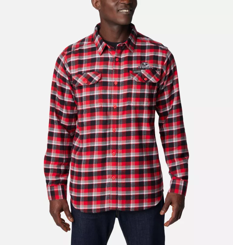 Men's Collegiate Flare Gun™ Flannel Long Sleeve Shirt - Georgia UGA - Bright Red Plaid