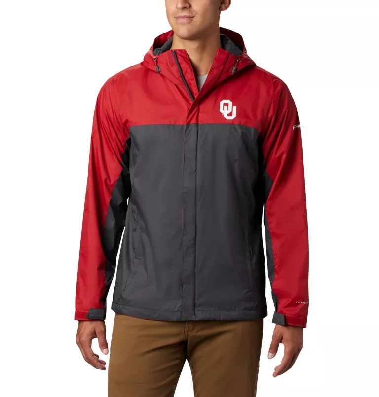 Men's Collegiate Glennaker Storm™ Rain Jacket - Oklahoma OK - Red Velvet,Dark Grey
