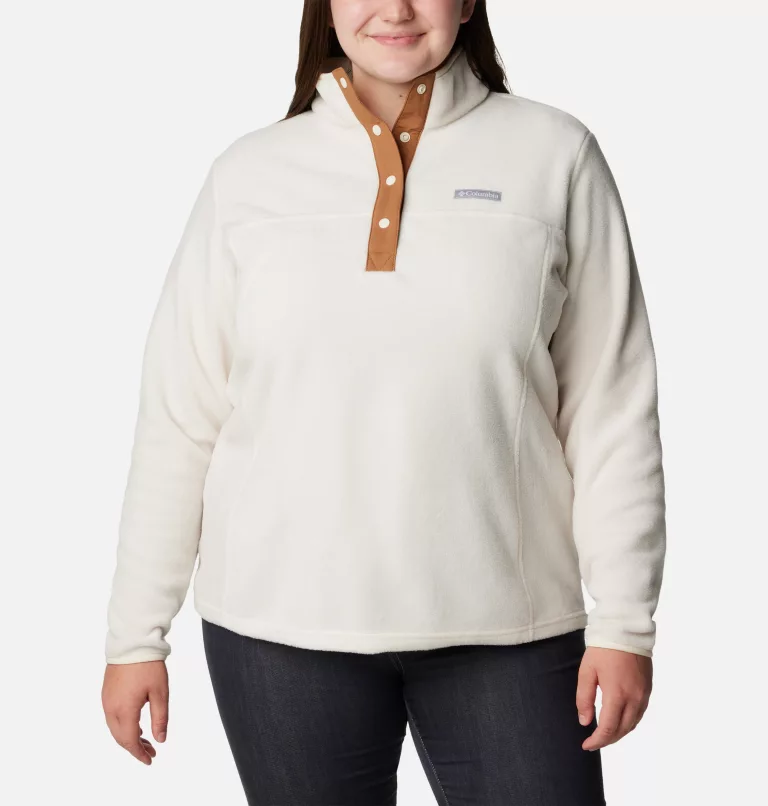 Women's Benton Springs™ Half Snap Fleece Pullover - Plus Size Chalk,Chalk,Camel Brown
