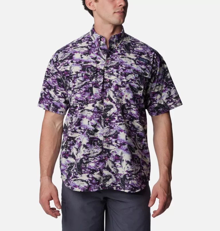 Men’s PFG Super Bahama™ Short Sleeve Shirt Black Riverrun Print