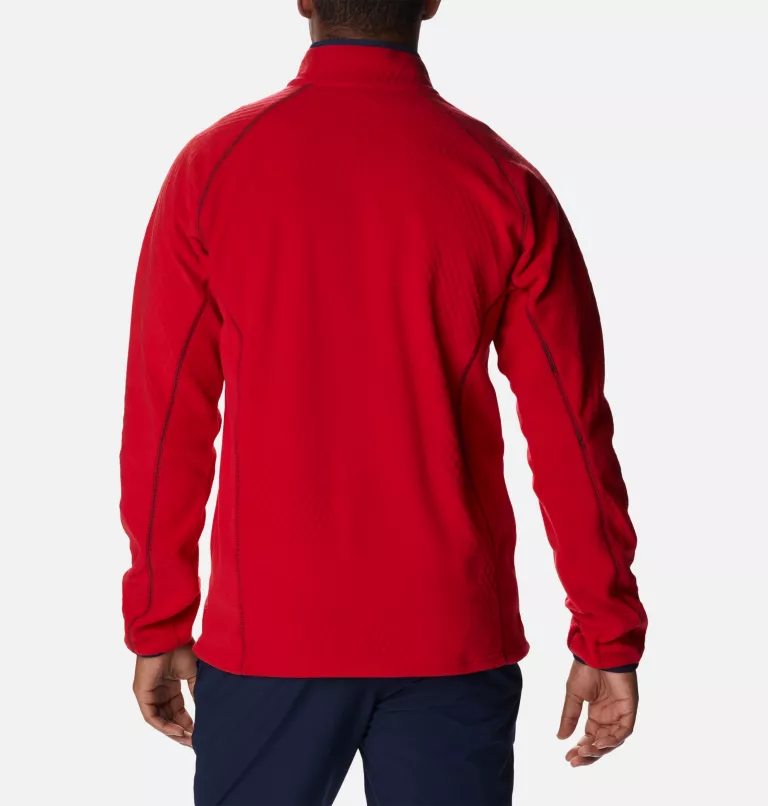 Men's Outdoor Tracks™ Half Zip Fleece Pullover Mountain Red,Collegiate Navy