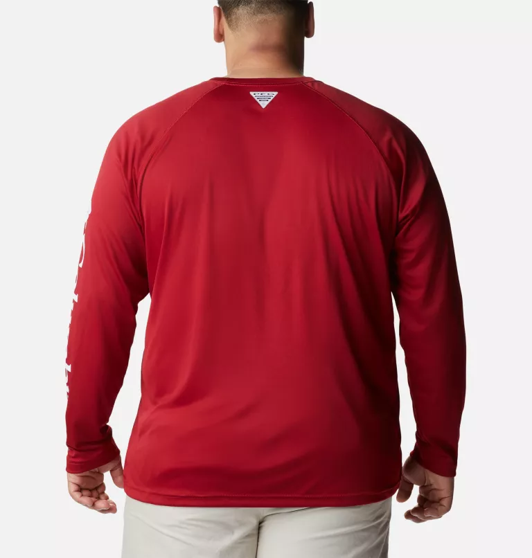Men's Collegiate PFG Terminal Tackle™ Long Sleeve Shirt - Big - Alabama ALA - Red Velvet,White