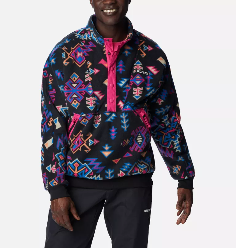 Men's Wintertrainer™ Fleece Pullover Black Woven Nature Print