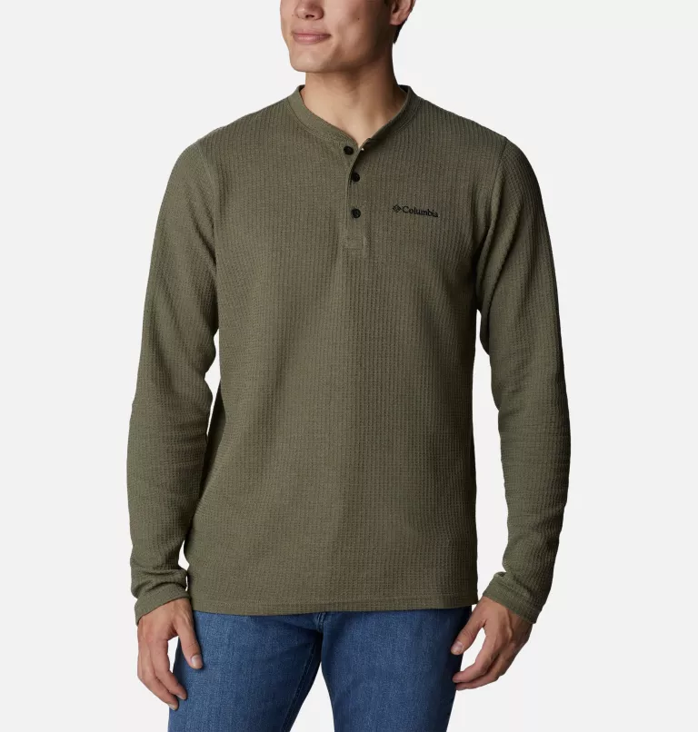 Men's Pine Peak™Waffle Long Sleeve Henley - Tall Stone Green Heather