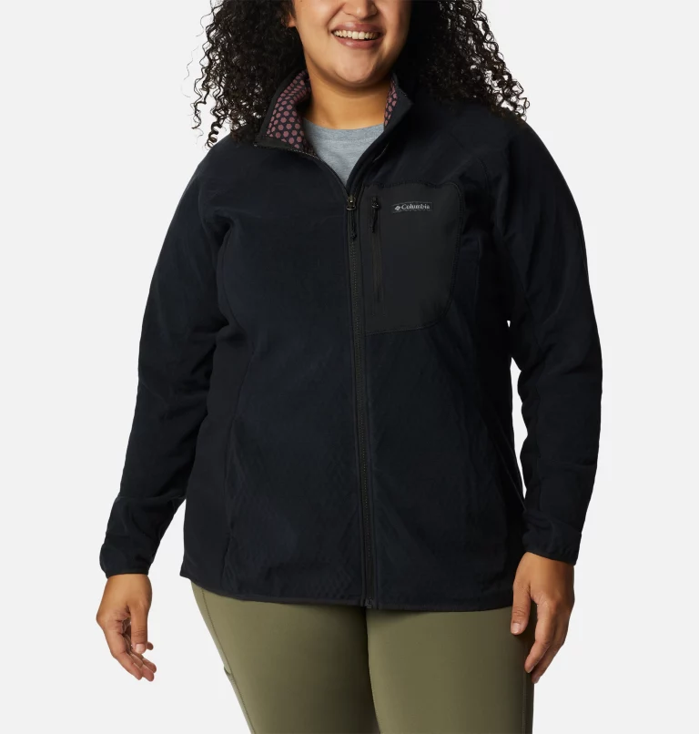 Women's Outdoor Tracks™ Full Zip Fleece Jacket - Plus Size Black