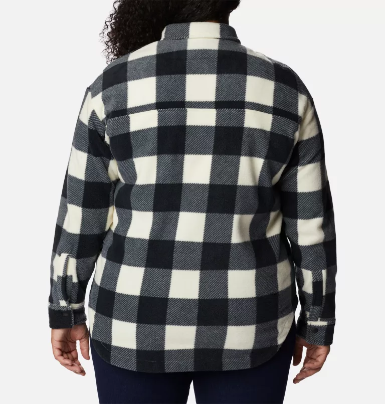 Women's Benton Springs™ Fleece Shirt Jacket - Plus Size Chalk Check Print