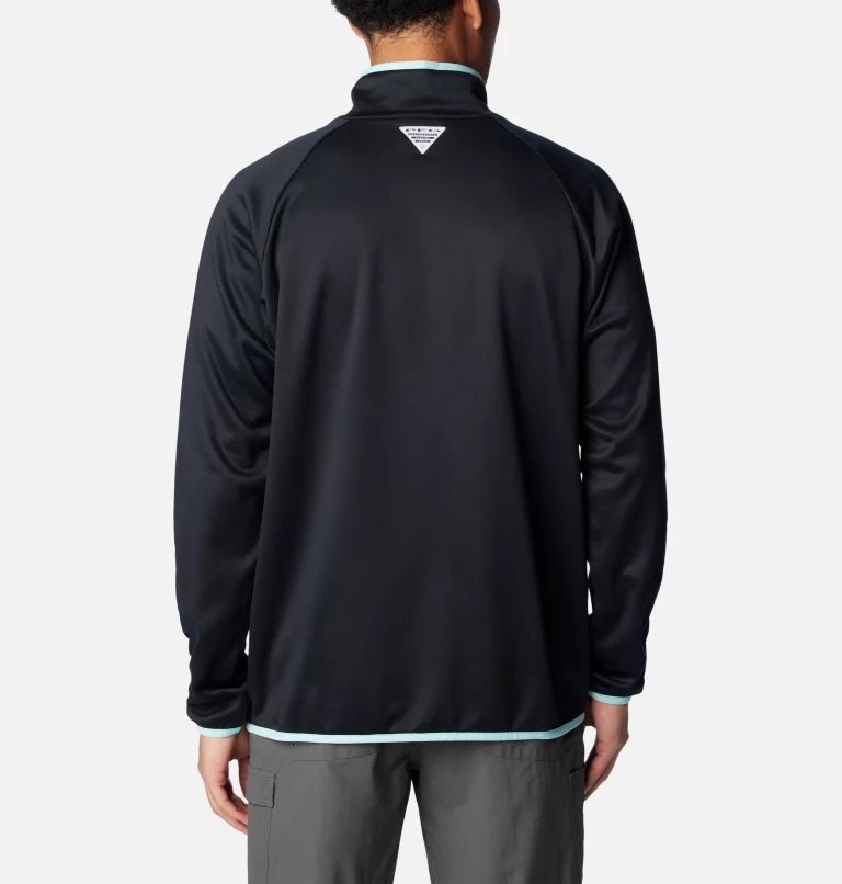 Men's PFG™ Terminal Fleece Quarter Zip Pullover Black,Gulf Stream